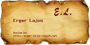 Erger Lajos névjegykártya